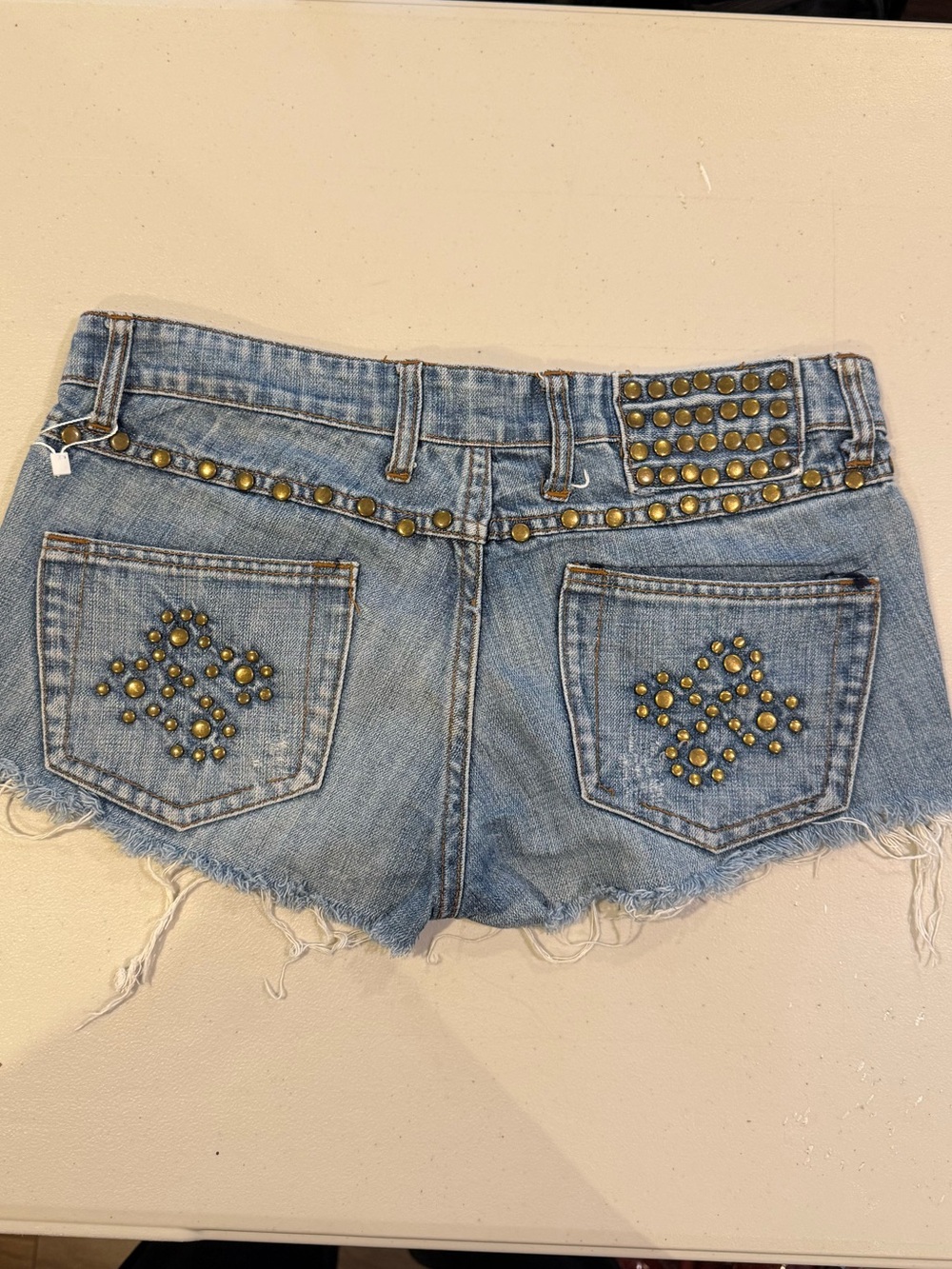 Y2K studded denim low rise mini shorts
